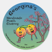 Peach Pals Funny Cartoon Jam Pie und mehr Runder Aufkleber (Vorderseite)