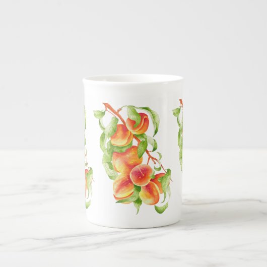 'Peach Paradise' auf einer Knochen-China-Tasse Porzellantasse (Vorderseite)