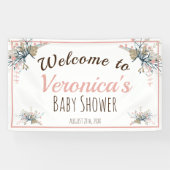Peach Pastel Botanical Baby Dusche Empfang Banner (Horizontal)