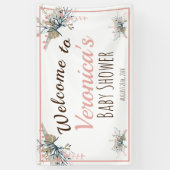 Peach Pastel Botanical Baby Dusche Empfang Banner (Vertikal)