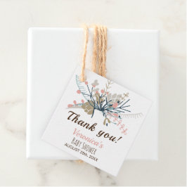 Peach Pastel Botanical Baby Dusche Vielen Dank Geschenkanhänger