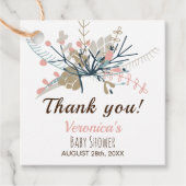 Peach Pastel Botanical Baby Dusche Vielen Dank Geschenkanhänger (Vorderseite)