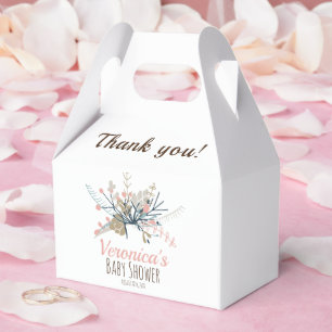 Peach Pastel Botanical Baby Dusche Vielen Dank Geschenkschachtel