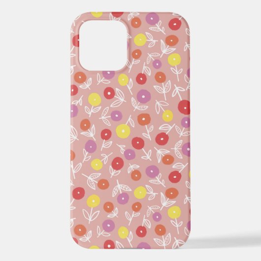 Peach Pastel Floral Ditsy iPhone Case Hülle (Rückseite)