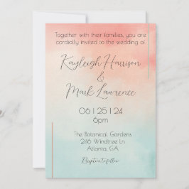 Peach Pastel Minimalistisch Romantische Hochzeit Einladung