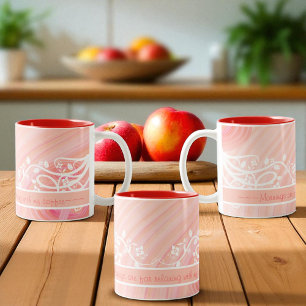 Peach Pastel Spirals and Filigree Artwork Zweifarbige Tasse