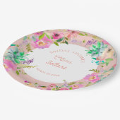Peach Pastor Floral Profusion Brautparty Pappteller (Schrägansicht)