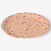 Peach Pattern Birthday Pappteller (Schrägansicht)
