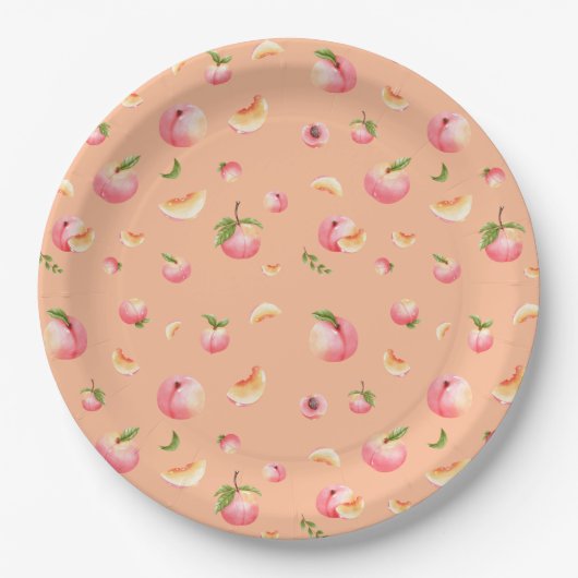 Peach Pattern Birthday Pappteller (Vorderseite)