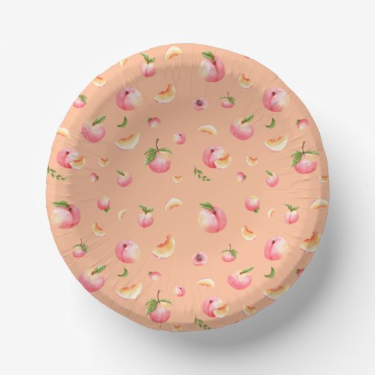 Peach Pattern Birthday Pappteller (Vorderseite)
