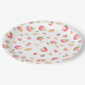 Peach Pattern Birthday Pappteller (Schrägansicht)