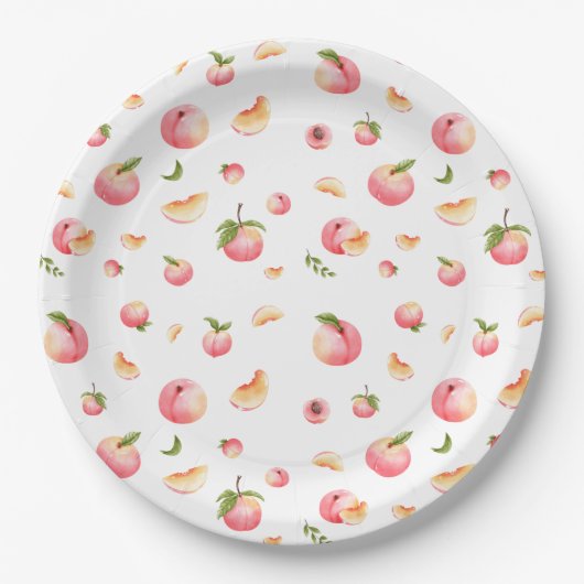 Peach Pattern Birthday Pappteller (Vorderseite)