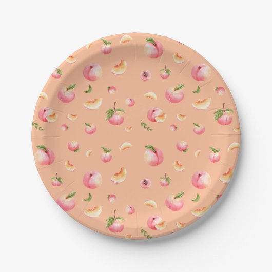 Peach Pattern Birthday Pappteller (Vorderseite)