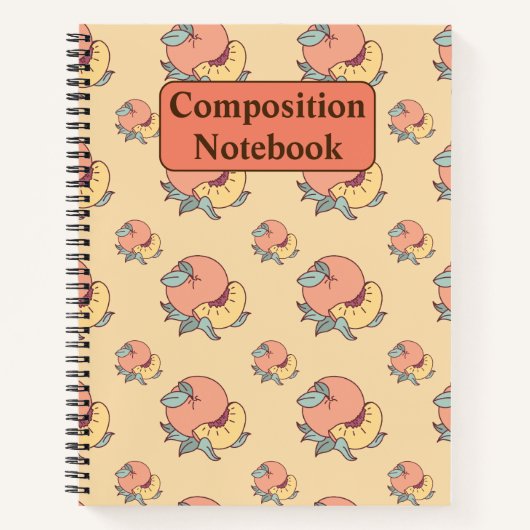 Peach Pattern Composition Notebook Notizblock (Vorderseite)