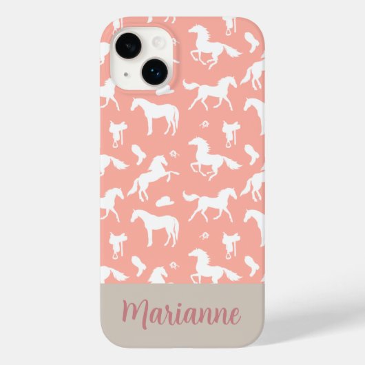 Peach Pattern Rider Individuelle Name Case-Mate iPhone Hülle (Rückseite)