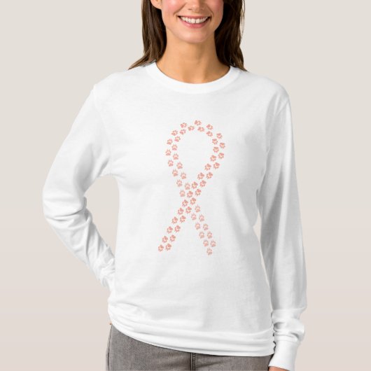 Peach Pawprint Ribbon T-Shirt (Vorderseite)