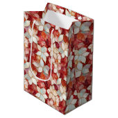 Peach Pearl Floral Mittlere Geschenktüte (Vorderseite Schrägansicht)