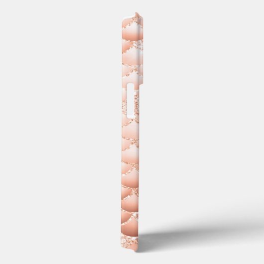 Peach Pearl Glitzer Girl Background Monogram Name Case-Mate iPhone Hülle (Rückseite / Rechts)