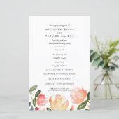 Peach Peonies Hochzeitsprogramme (Stehend Vorderseite)