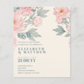 Peach Peonies Sage Floral Budget Hochzeit (Vorderseite)