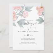 Peach Peonies Sage Floral Budget Hochzeit (Vorderseite)