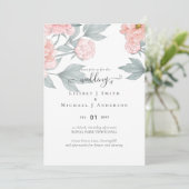 Peach Peonies Sage Floral Budget Hochzeit (Stehend Vorderseite)