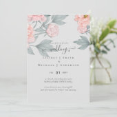Peach Peonies Sage Floral Budget Hochzeit (Stehend Vorderseite)