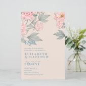Peach Peonies Sage Floral Budget Hochzeit (Stehend Vorderseite)