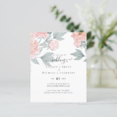 Peach Peonies Sage Floral Budget Hochzeit (Stehend Vorderseite)