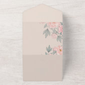 Peach Peonies Sage Floral Budget Hochzeit All In One Einladung (Außenbereich)