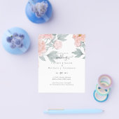 Peach Peonies Sage Floral Budget Hochzeit Flyer (Einzeln)