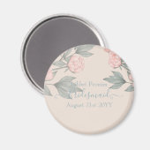 Peach Peonies Sage Floral Budget Hochzeit Magnet (Vorderseite/Rückseite)