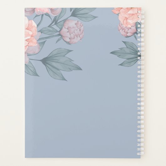 Peach Peonies Sage Floral Budget Hochzeit Planer (Rückseite)
