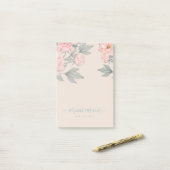 Peach Peonies Sage Floral Budget Hochzeit Post-it Klebezettel (Auf Schreibtisch)