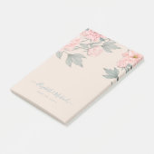 Peach Peonies Sage Floral Budget Hochzeit Post-it Klebezettel (angewinkelt)