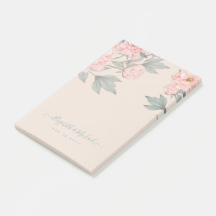 Peach Peonies Sage Floral Budget Hochzeit Post-it Klebezettel