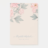 Peach Peonies Sage Floral Budget Hochzeit Post-it Klebezettel (Vorderseite)