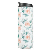Peach Peonies Spring Floral Thermosbecher (Nach rechts gedreht)
