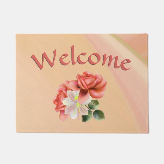 Peach Peonies und Ghost Orchid Fußmatte (Vorderseite)