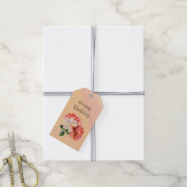 Peach Peonies und Ghost Orchid Geburtstag Geschenkanhänger