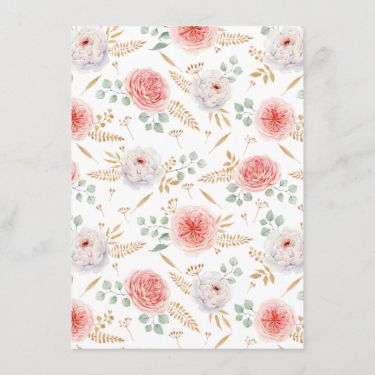 Peach Peonies und Gold Blätter Eltern Altersbeurte Begleitkarte (Rückseite)