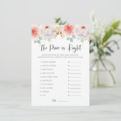 Peach Peonies und Gold Blätter Raten Sie das Preis Begleitkarte (Stehend Vorderseite)