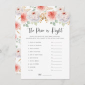 Peach Peonies und Gold Blätter Raten Sie das Preis Begleitkarte (Vorne/Hinten)