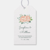 Peach Peonies Wasserfarbene Gastgeschenk Hochzeit Geschenkanhänger (Vorderseite)