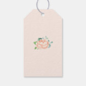 Peach Peonies Wasserfarbene Gastgeschenk Hochzeit Geschenkanhänger (Rückseite)