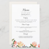 Peach Peonies Wedding Dinner Menü (Vorne/Hinten)