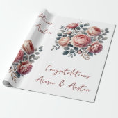 Peach Peonings on White Personalisiert Wedding/Dus Geschenkpapier (Ungerollt)
