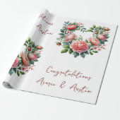 Peach Peonings on White Personalisiert Wedding/Dus Geschenkpapier (Ungerollt)
