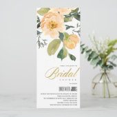 PEACH PEONRAL FLORAL BUNCH WATERCOLOR BRAUTPARTY EINLADUNG (Stehend Vorderseite)