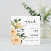 PEACH PEONWATERCOLOR FLORAL SAVE THE DATE CARD DANKESKARTE (Stehend Vorderseite)